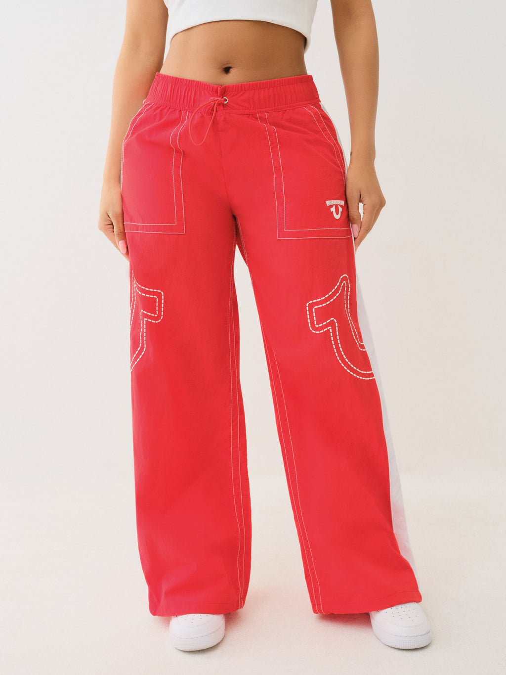 True Religion Tr Big T Nylon Track Pants Flame Scarlet