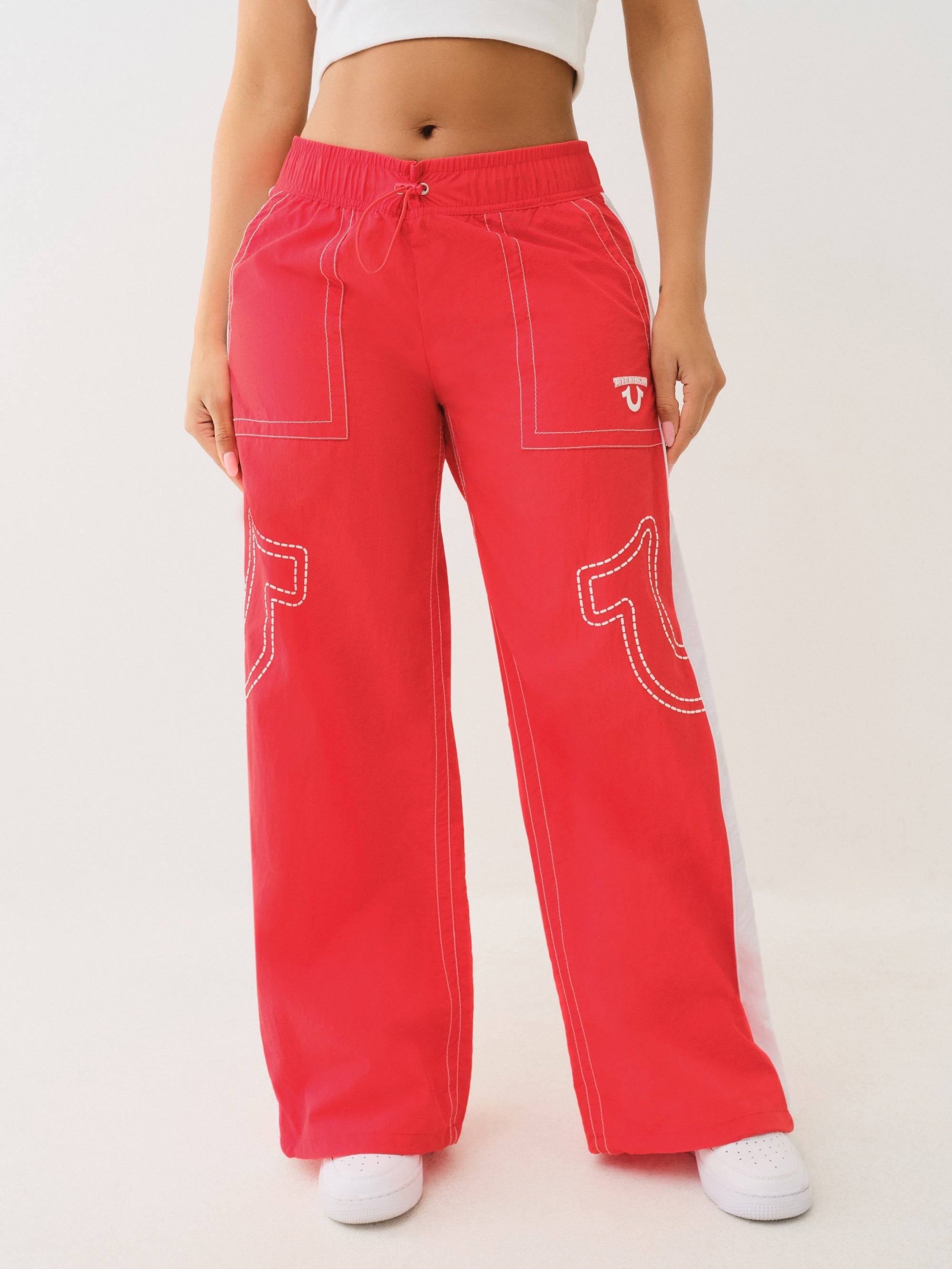 True Religion Tr Big T Nylon Track Pants Flame Scarlet