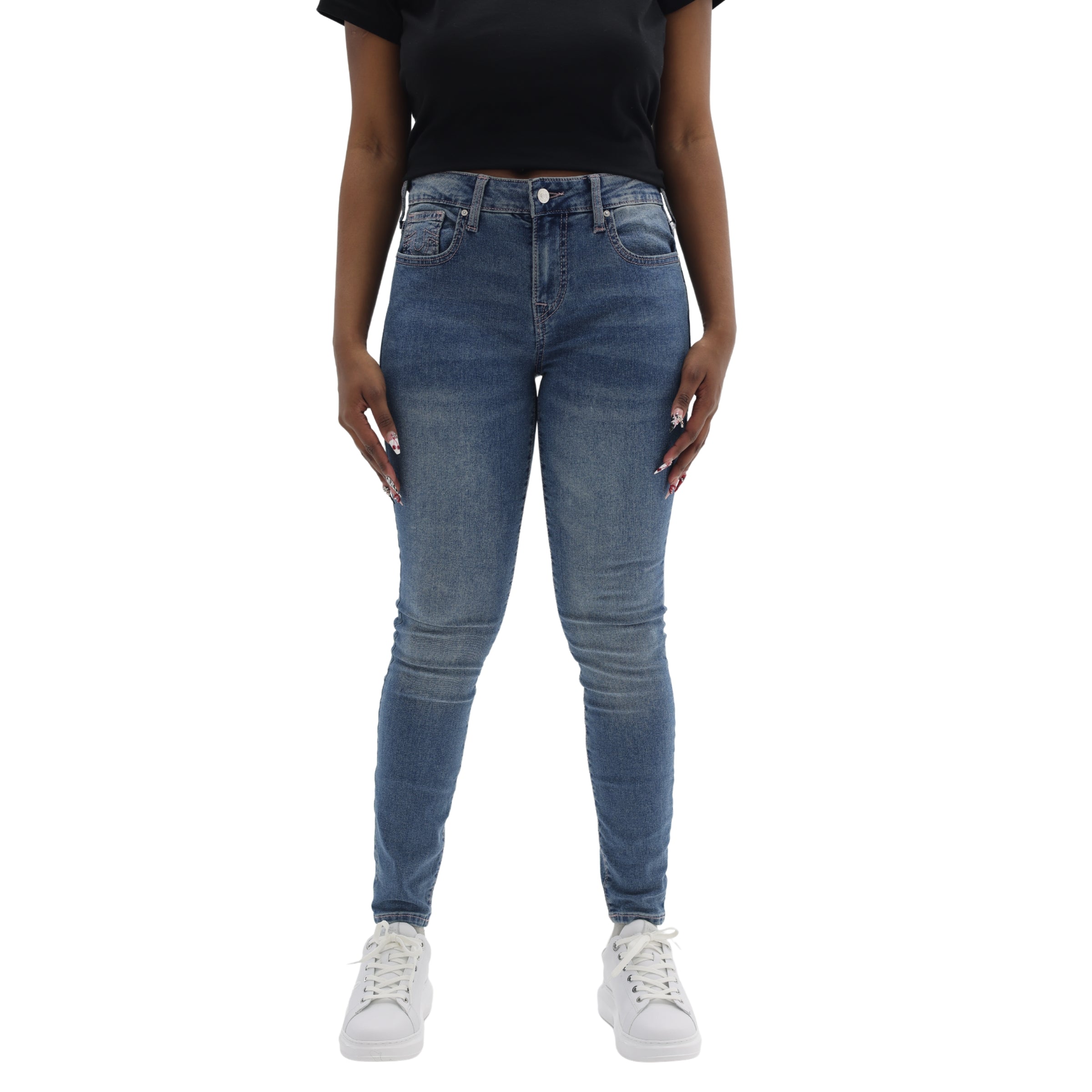 TRUE RELIGION JENNIE CRYSTAL SN MR SKINNY MEDIUM WINTRY WASH