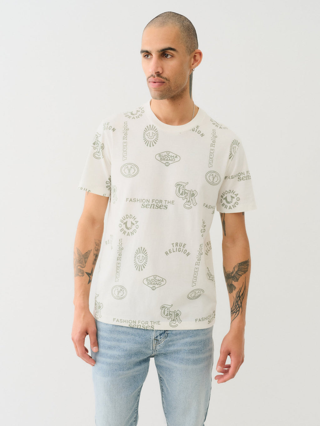 True Religion Scattered Aop Tee Winter White