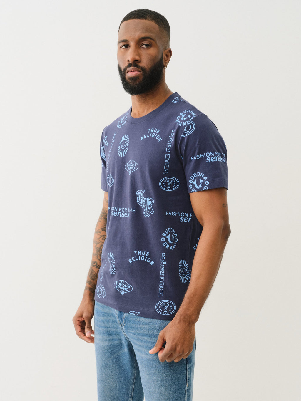 True Religion Scattered Aop Tee Dress Blue