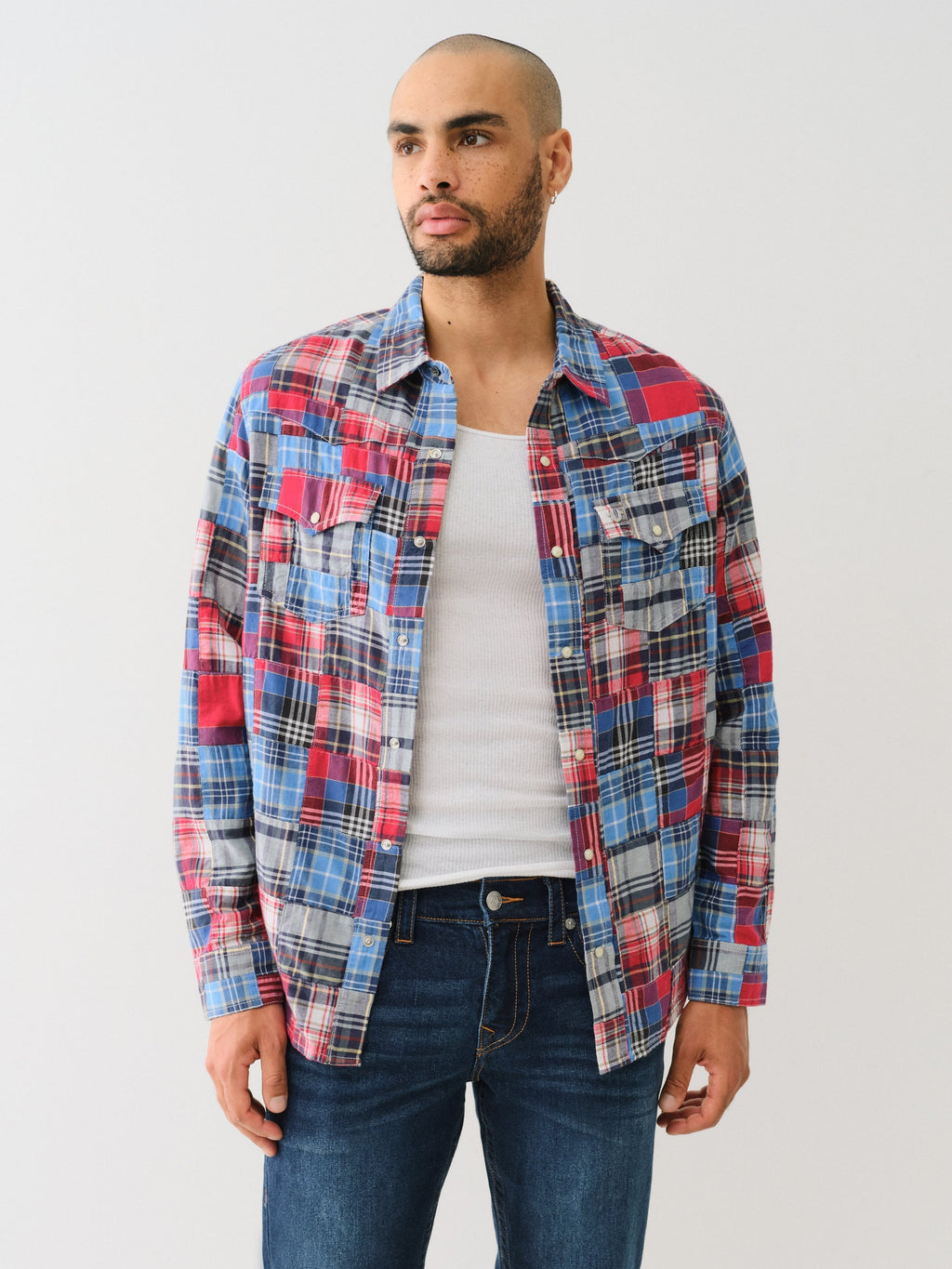 True Religion Sn Plaid Patchwork Western Multi