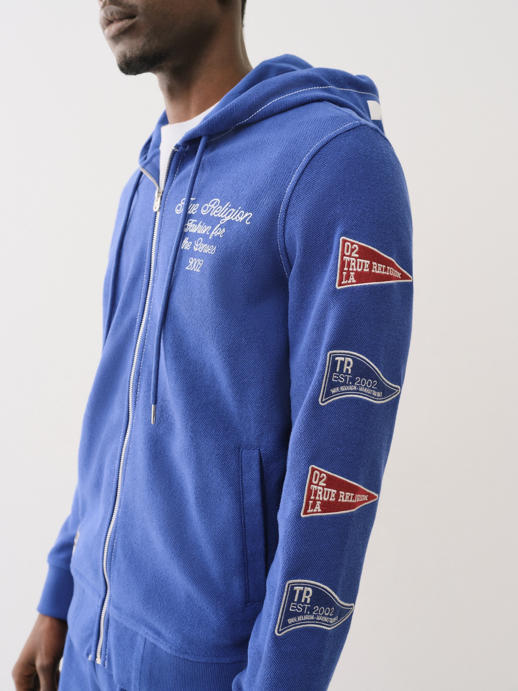 True Religion Reverse Terry Zip Up Hoodie Mazarine Blue