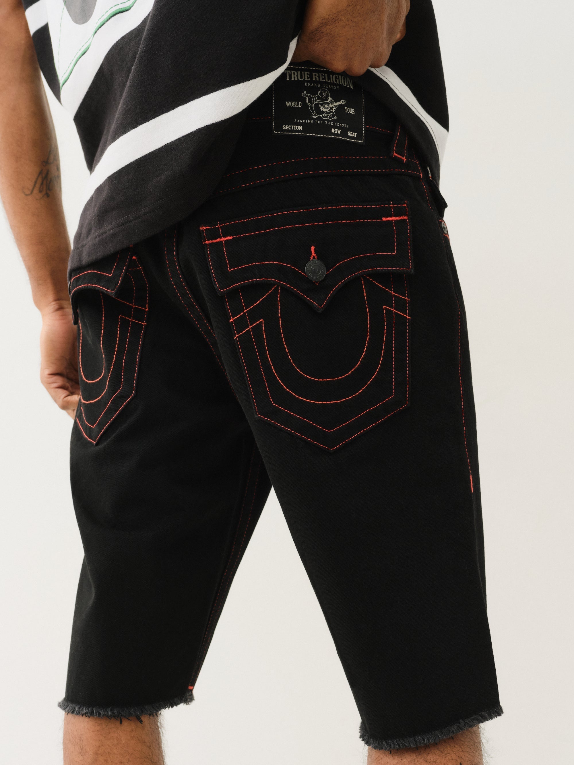 True Religion Ricky Sn Flap Fray Hem 2Sb Black Rinse