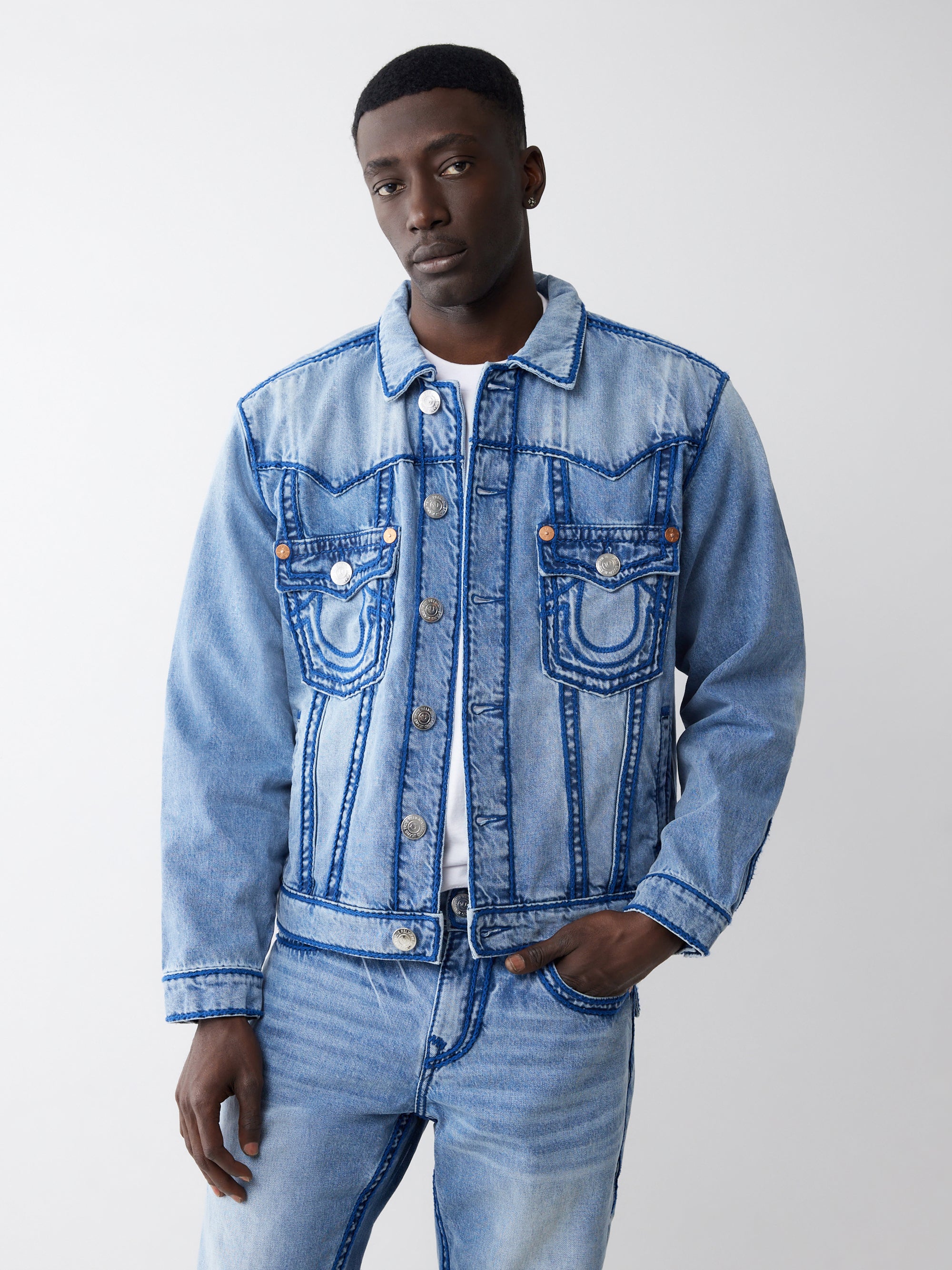 True Religion Oversize Rope Stitch Jimmy Jkt Rocky Point Light Wash