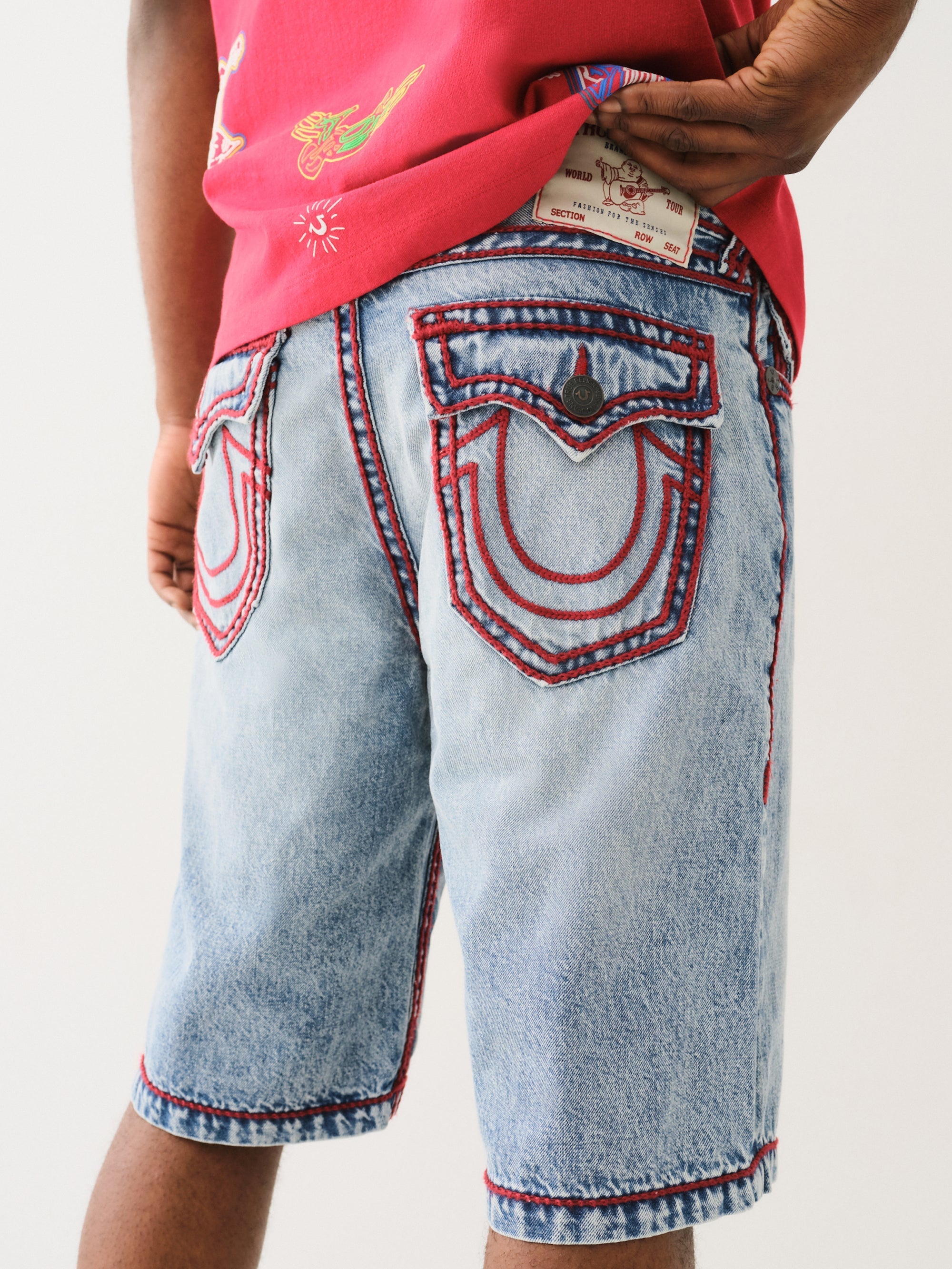 True Religion Vinny Rope Stitch Flap Short Blue Cascade Medium Wash