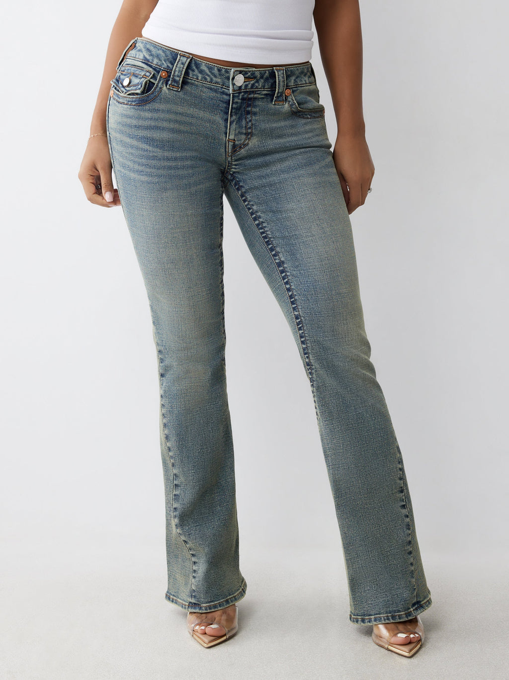 True Religion Joey Low Rise Flare Flap Medium Vintage