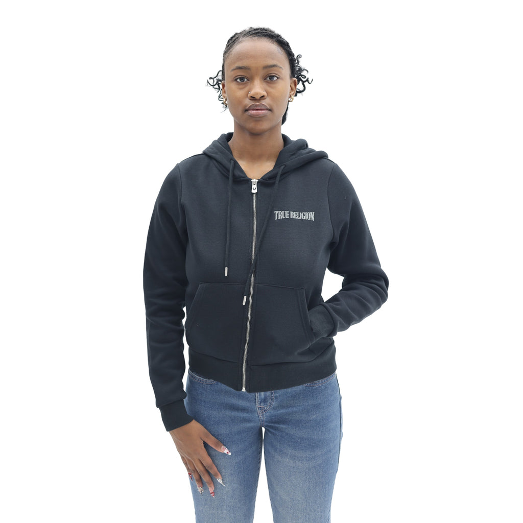 TRUE RELIGION CRYSTAL WING HS ZIP HOODIE JET BLACK