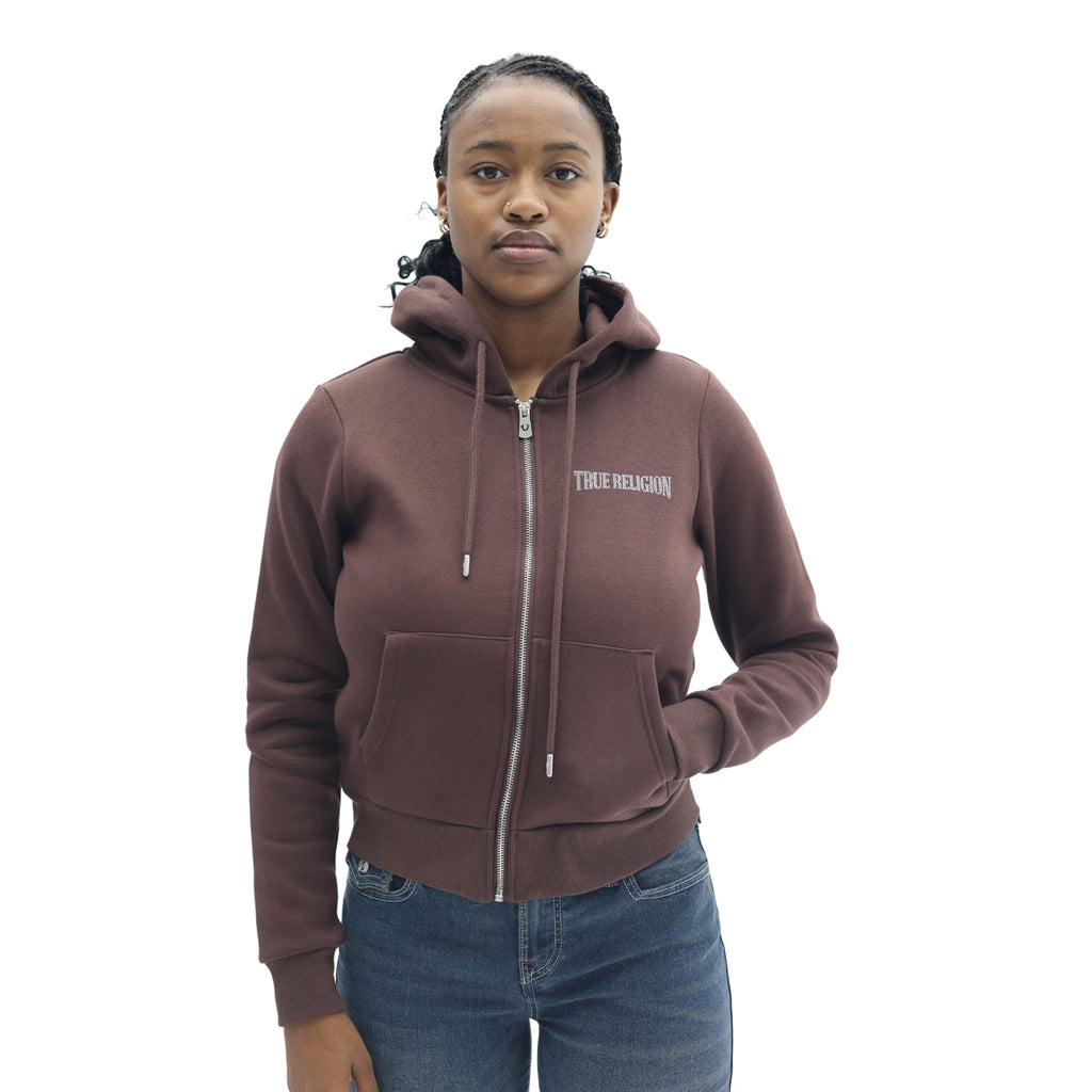 TRUE RELIGION CRYSTAL WING HS ZIP HOODIE DEEP MAHOGANY