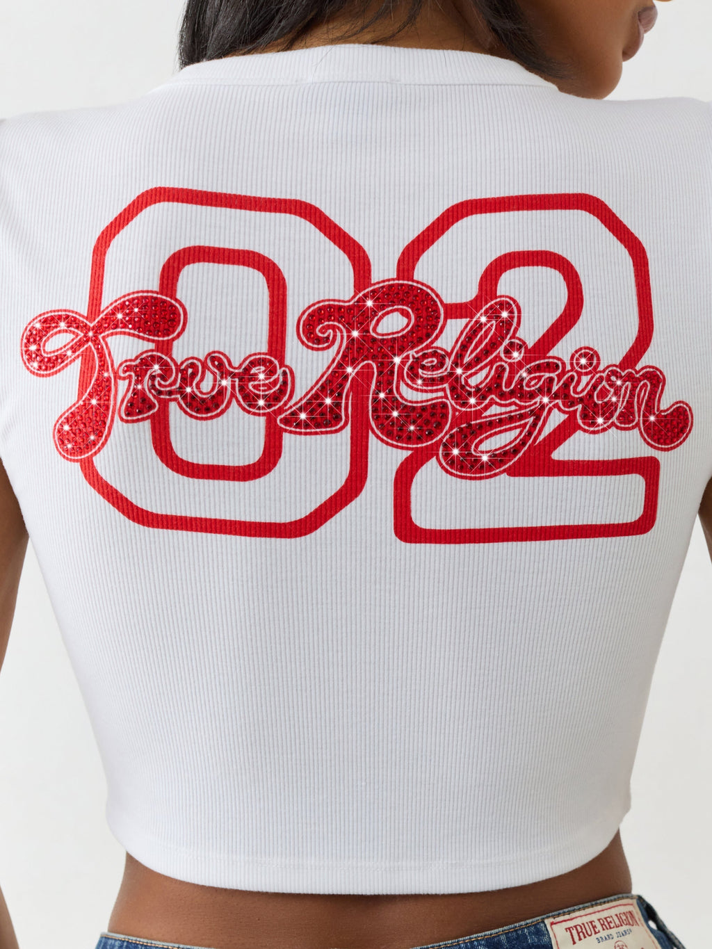 True Religion Crystl Tr Notch Cap Slvs Tee White