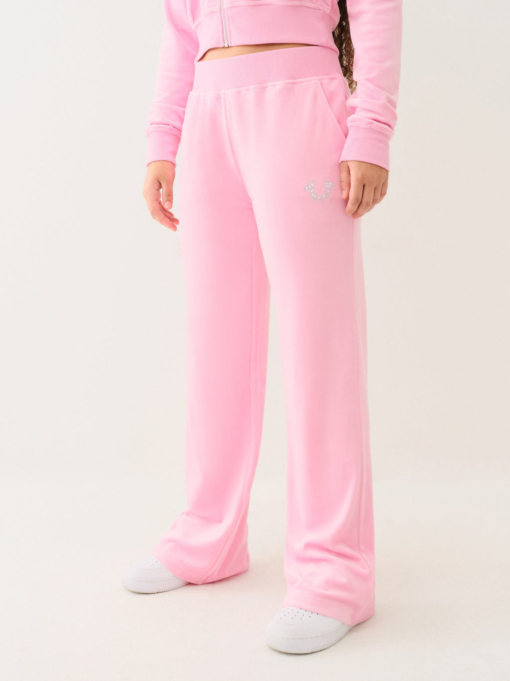 True Religion Velour Crystl Hs Straight Leg Prism Pink