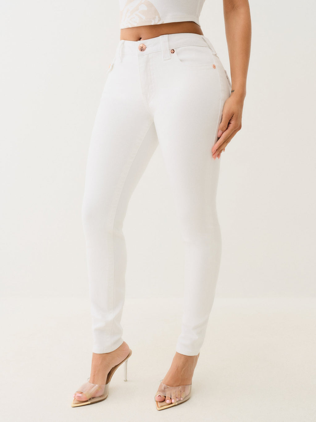 True Religion Jennie Mr Curvy Skinny Flap Optic White