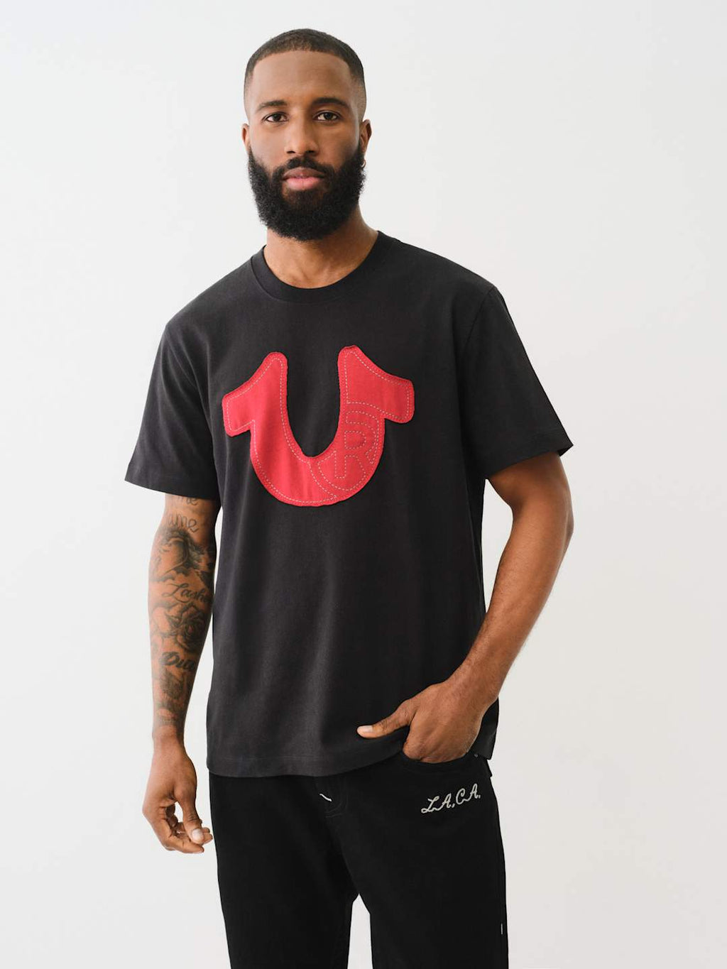 True Religion Crew SS Applique Tee Jet Black