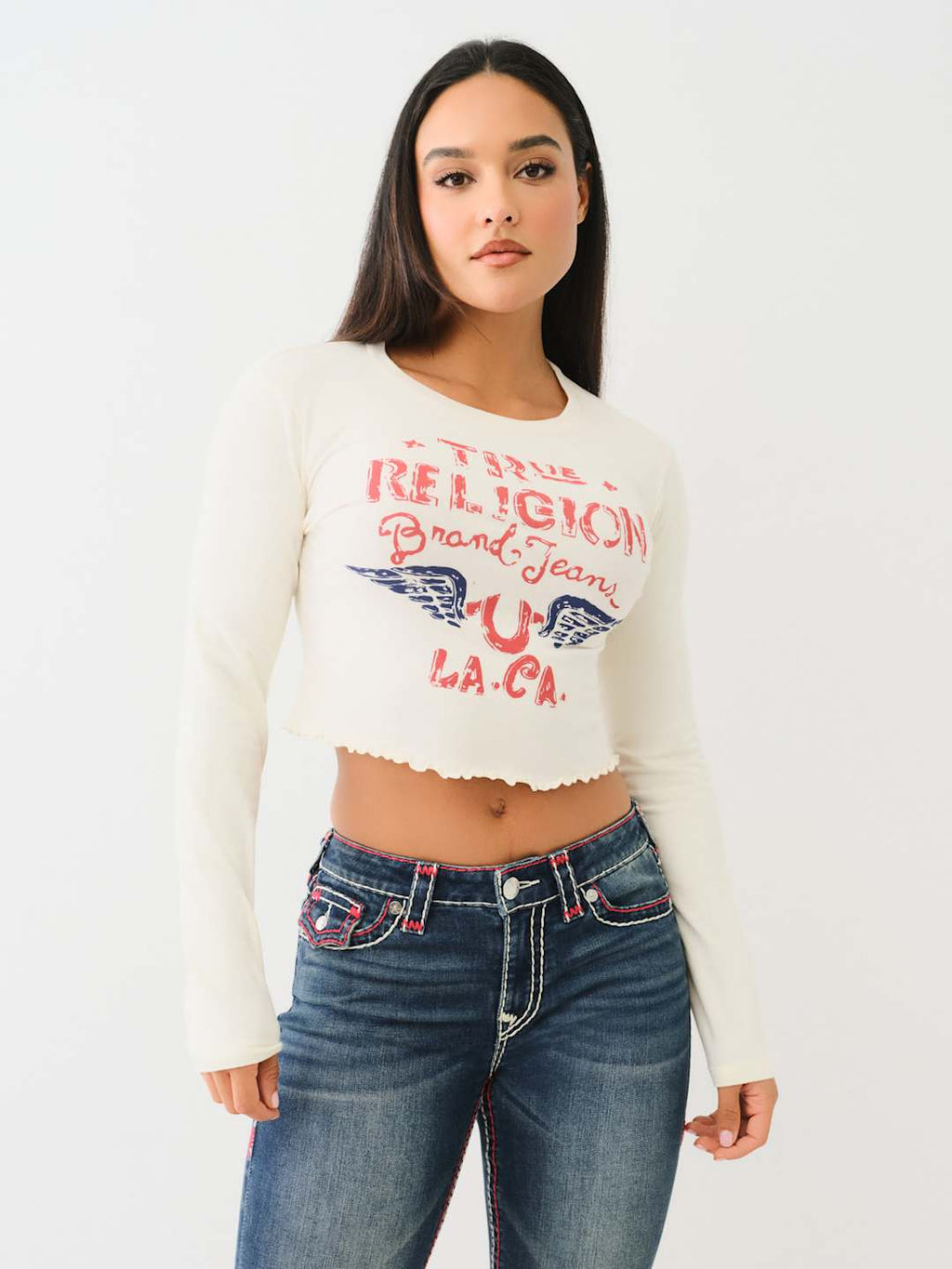 True Religion Crew SRS SS Baby Tee Winter White