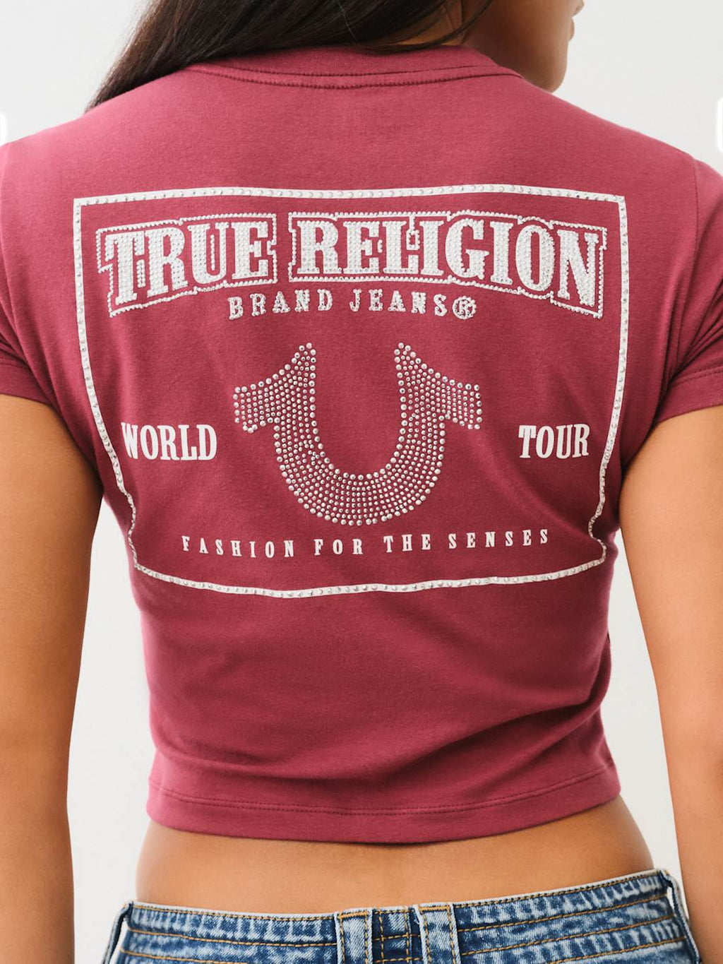 True Religion Crew Crystal HS SRS SS Bby Tee Cordovan