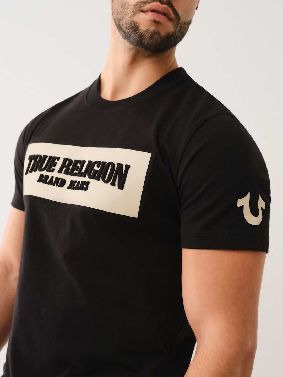 True Religion Crew Embossed Box Arch SS Tee Jet Black