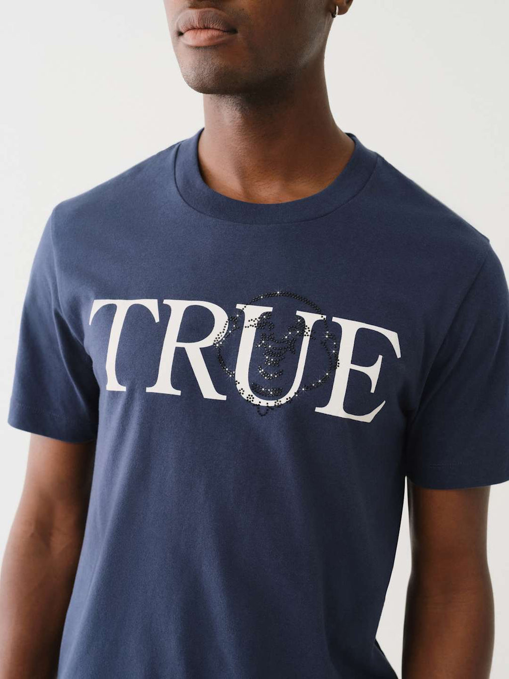 True Religion Crew True Crystal Face SS Tee Dress Blue