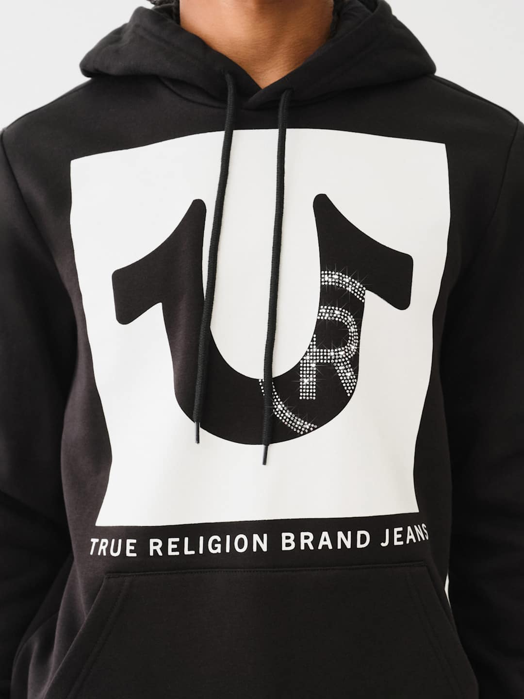 True Religion Sweater Registered Stud Pullover Hoodie Jet Black