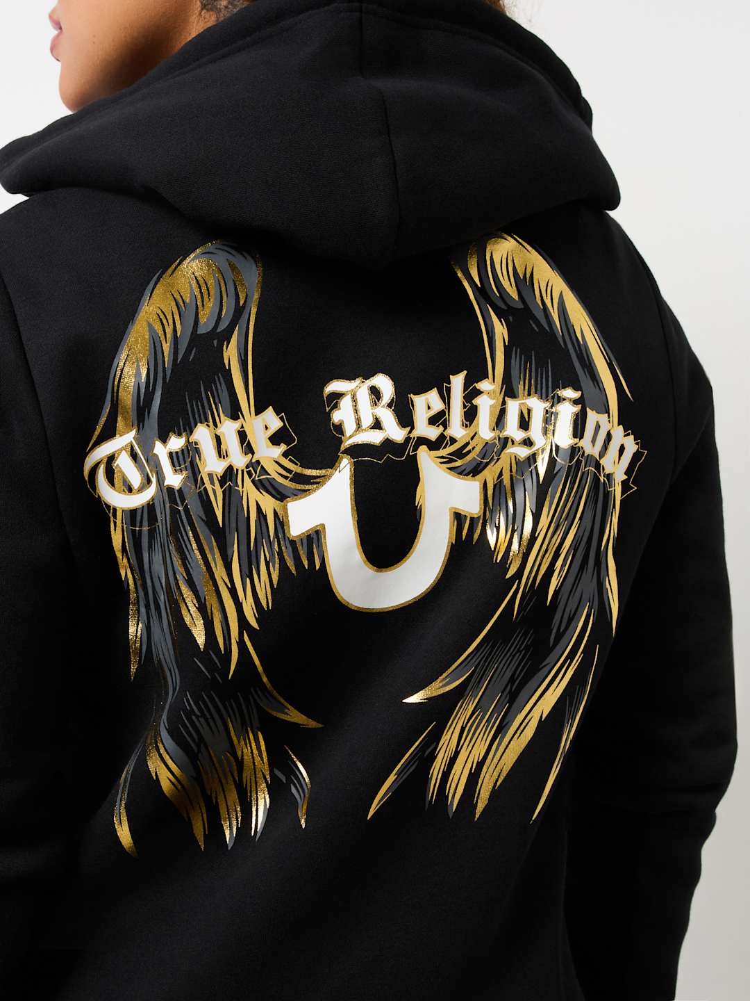 True Religion Sweater Ladies Angelic Wing Zip Hoodie Jet Black