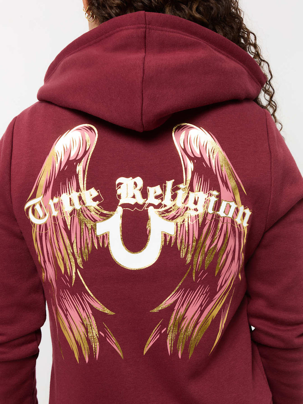 True Religion Sweater Ladies Angelic Wing Zip Hoodie Chocolate Truffle