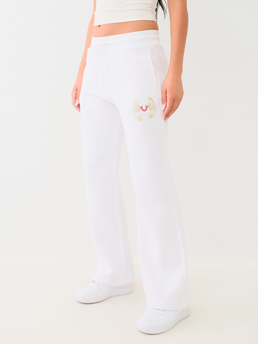True Religion Jogger Ladies Angelic Wing Straight Leg Optic White