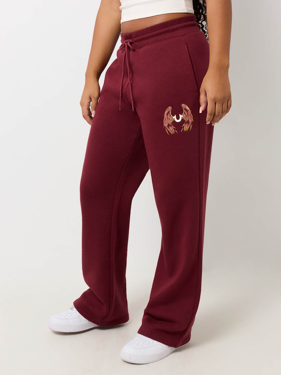 True Religion Jogger Ladies Angelic Wing Straight Leg Chocolate Truffle
