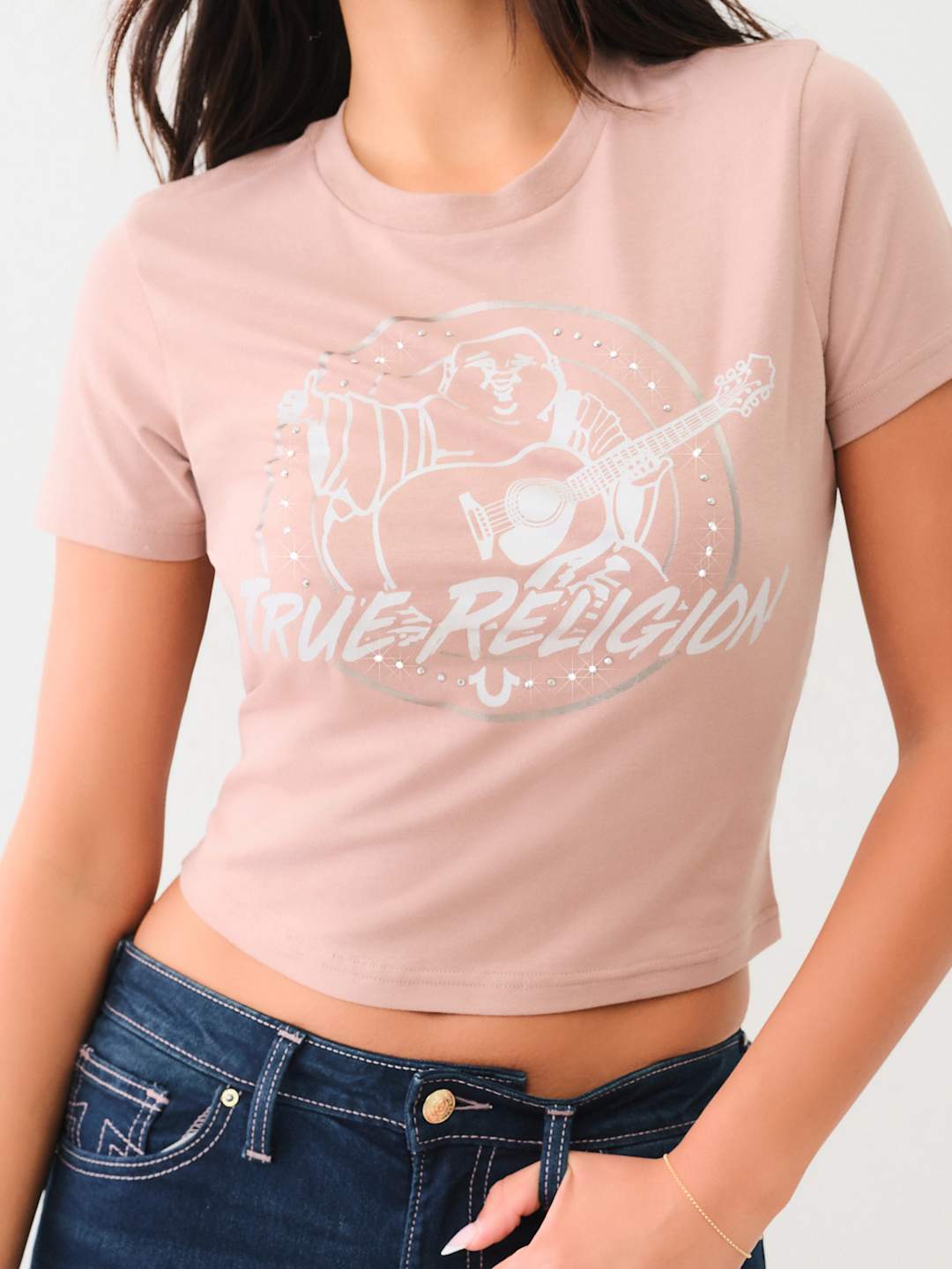True Religion Crew Retro Crystal Baby Tee Antler