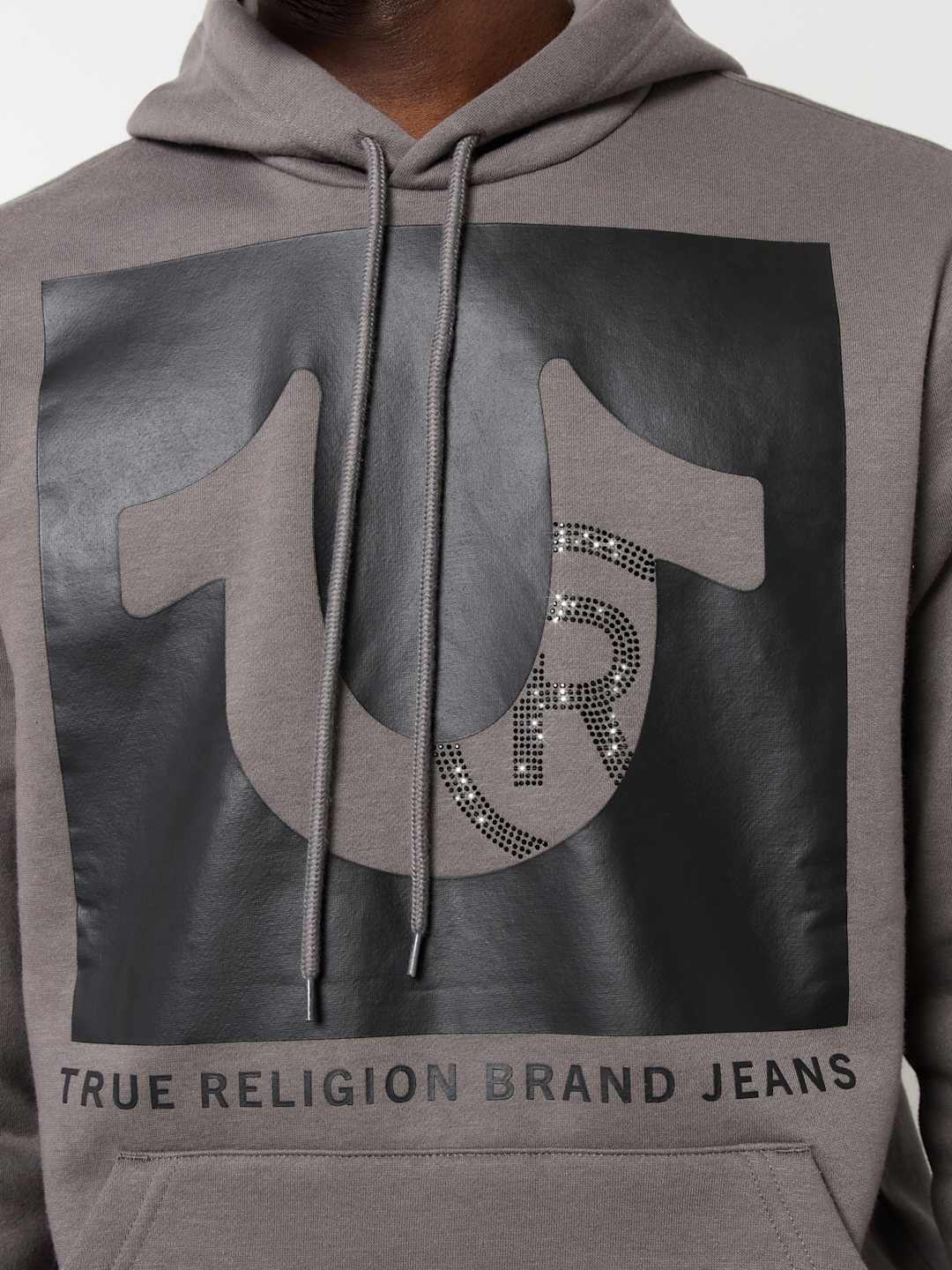 True Religion Sweater Registered Stud Pullover Hoodie Granite Grey