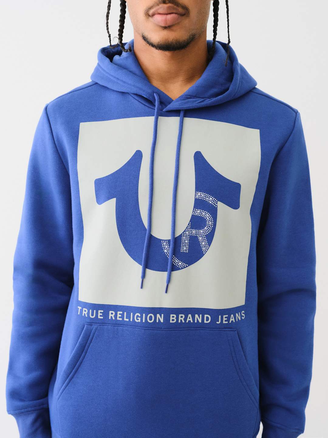 True Religion Sweater Registered Stud Pullover Hoodie Sodalite Blue