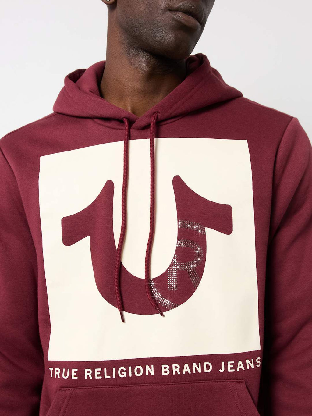 True Religion Sweater Registered Stud Pullover Hoodie Chocolate Truffle