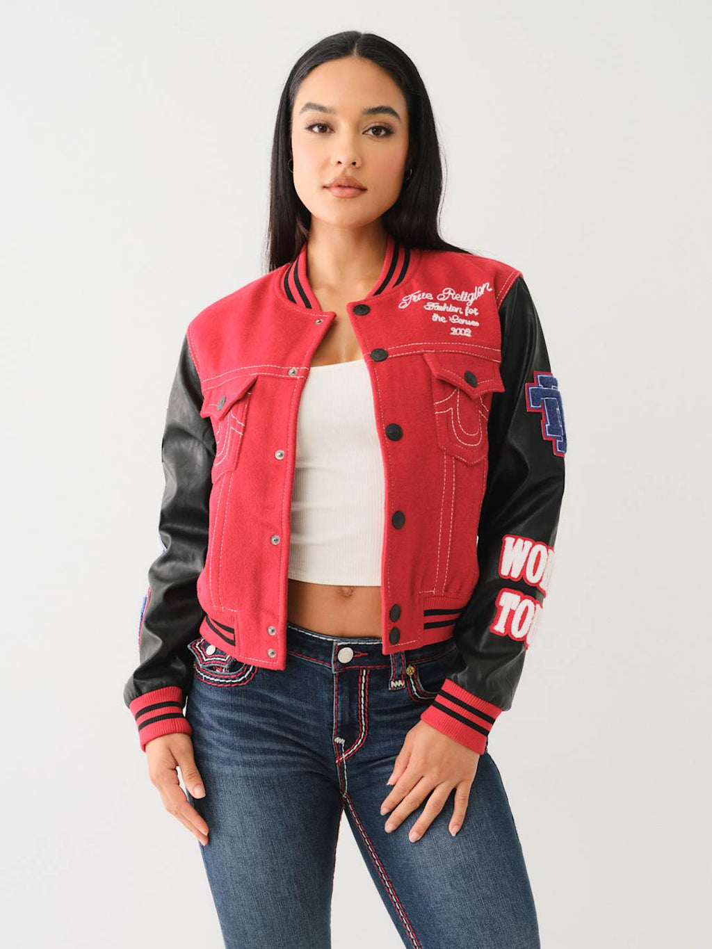 True Religion Ladies Jacket Anniversary Varsity Jacket Apple Red