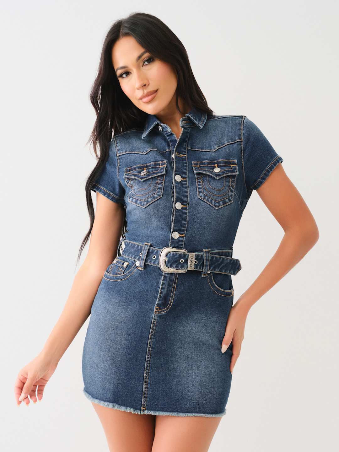 True Religion Jeans Western Belted Denim Dress Joyce