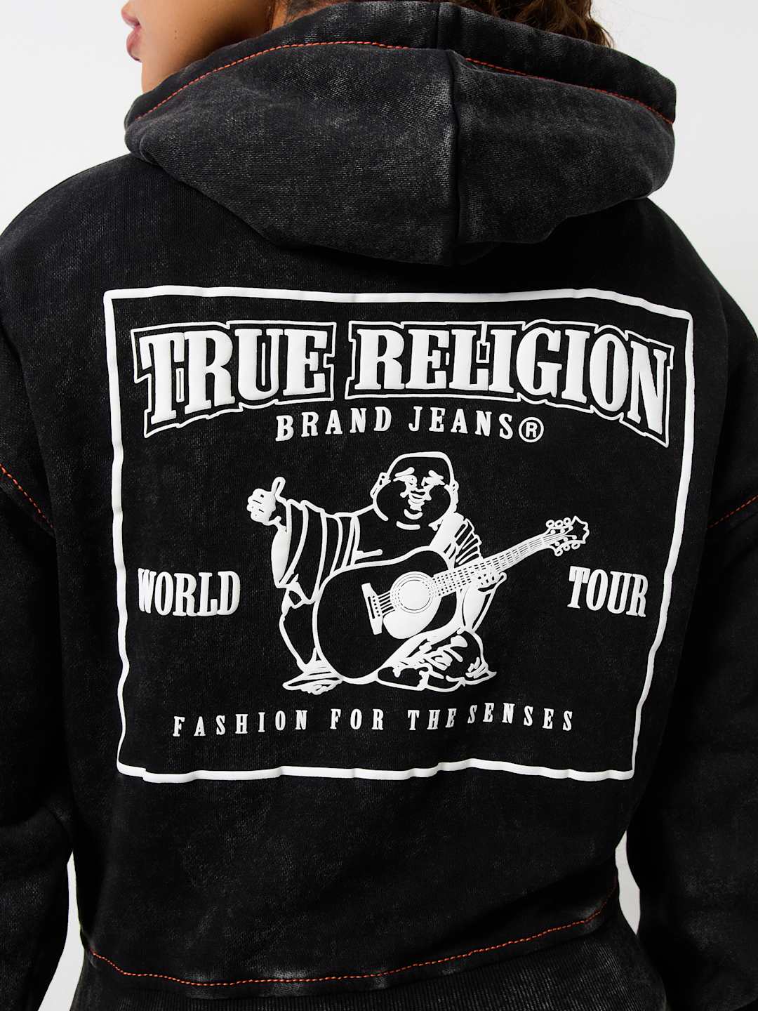 True Religion Sweater Washed Old Multi SRS Hoodie Jet Black
