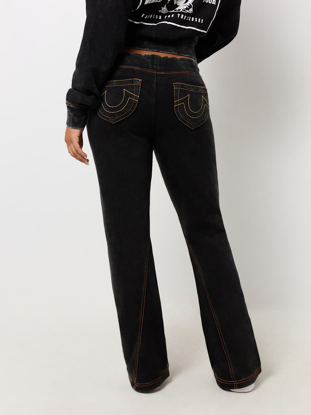 True Religion Jogger Washed Old Multi Low Rise Pants Jet Black