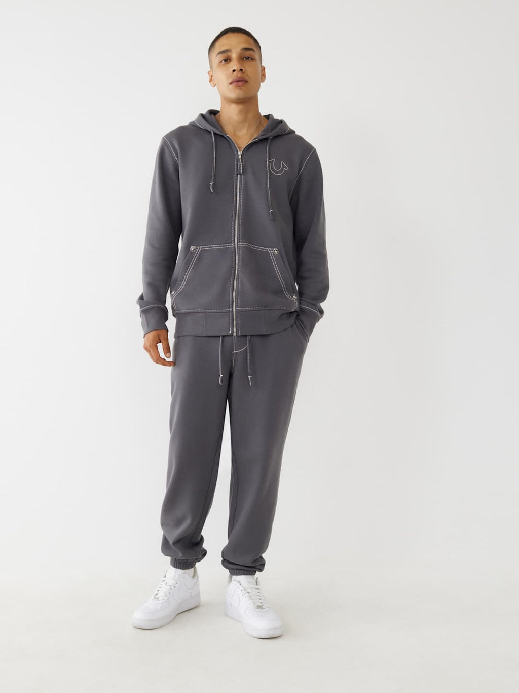 True Religion Big T Jogger Iron Gate/ Winter White