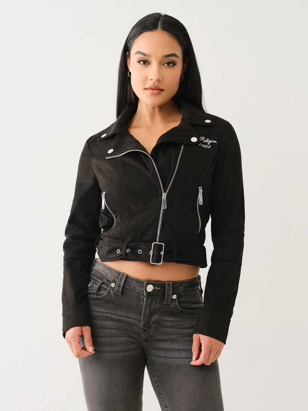 True Religion TR Faux Suede Jacket Jet Black