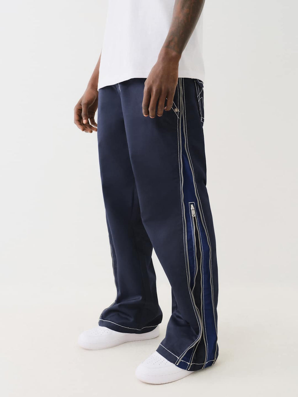 True Religion Jogger Big T Side DBL Zip Pants Dress Blue