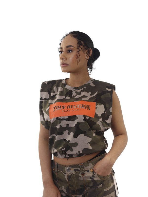 True Religion Padded Shoulder T-Shirt Camo