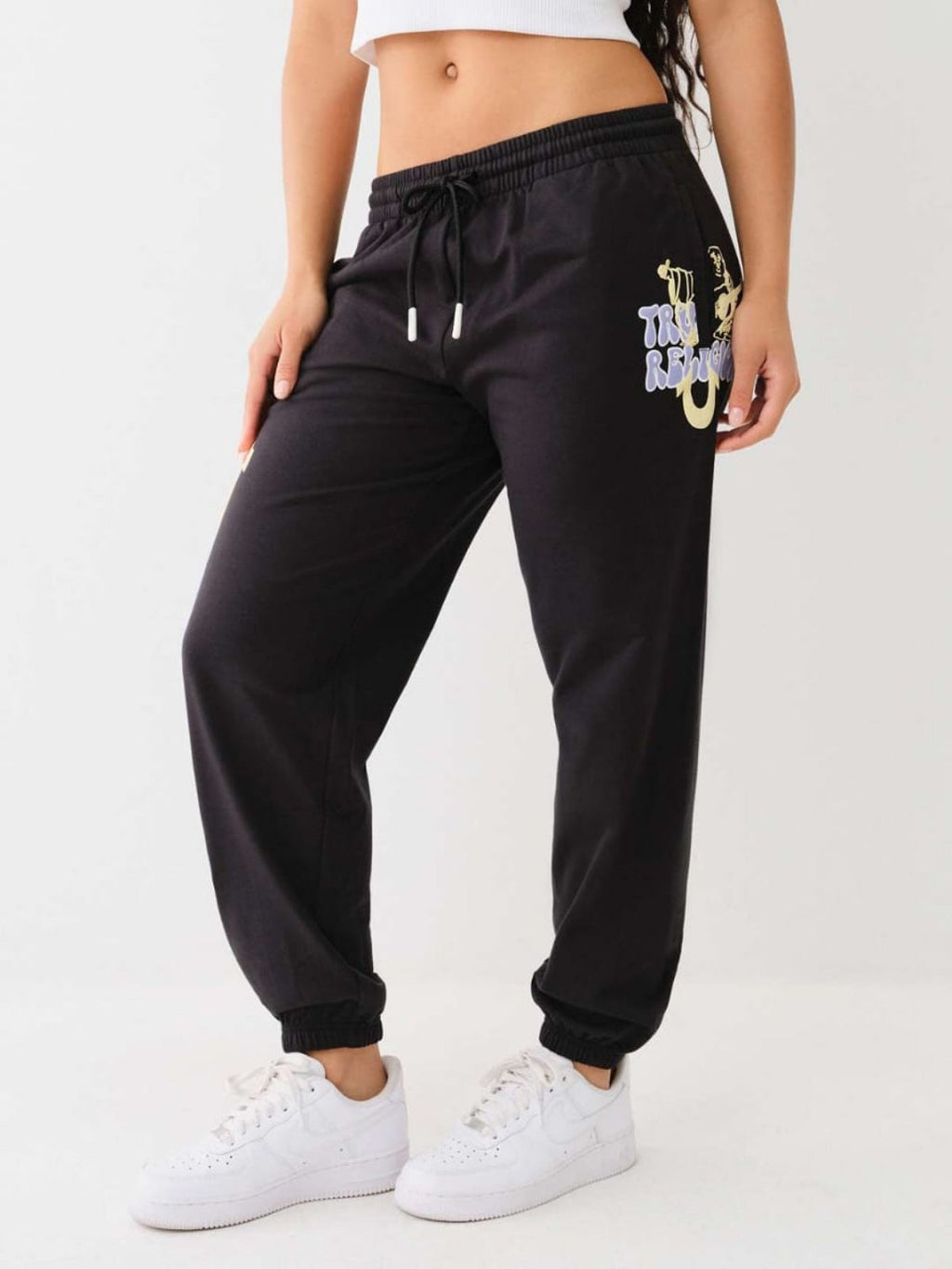 True Religion Track Pants Ladies Fleece Jet Black
