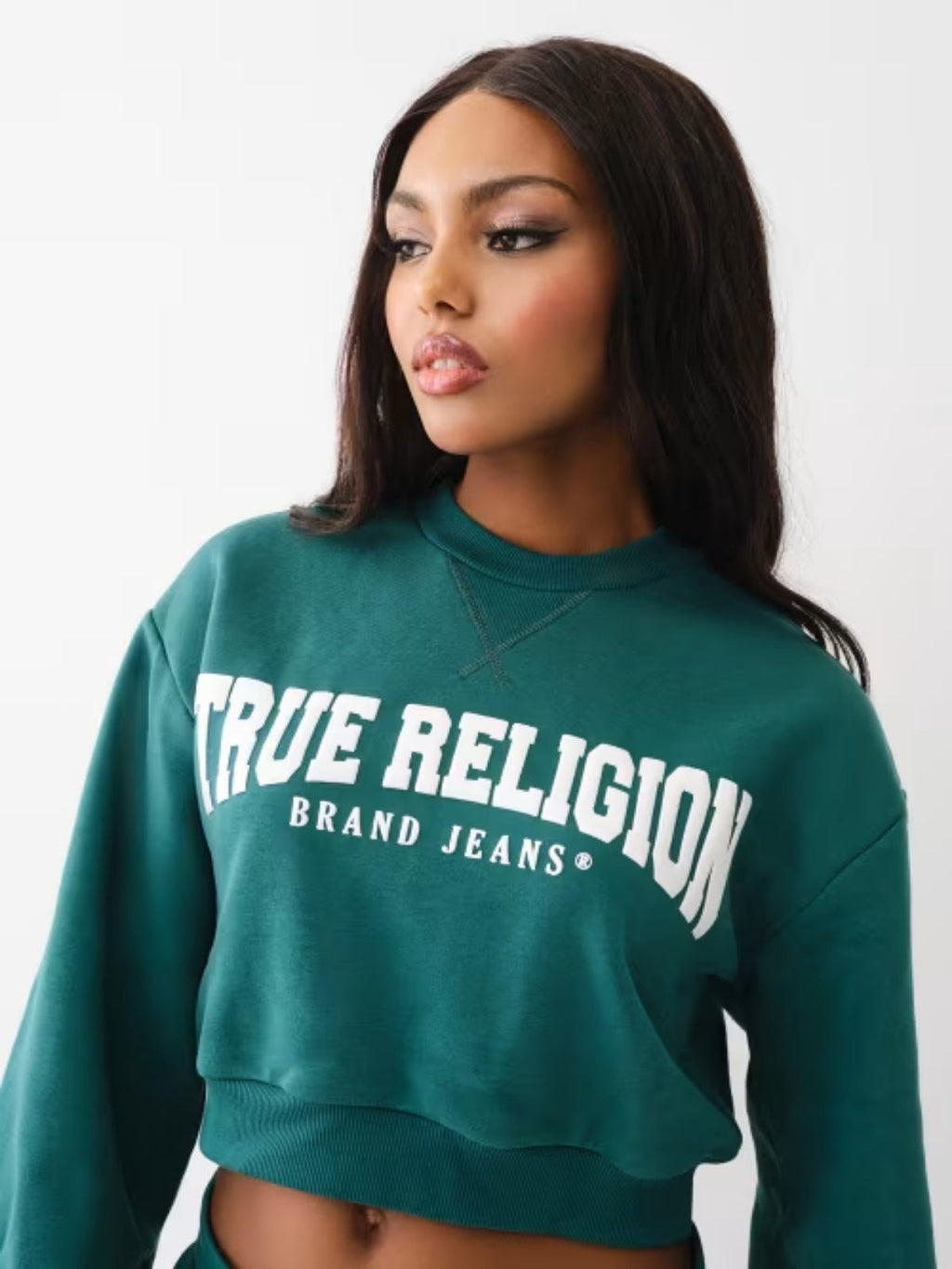 True Religion Sweater Ladies Arch Logo Bayberry
