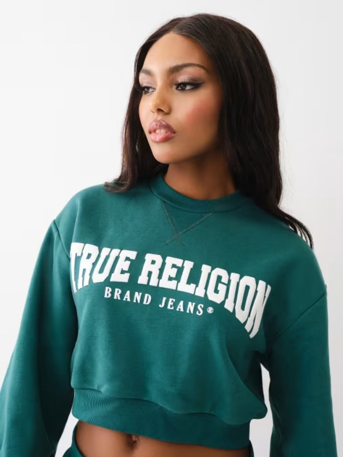 True Religion Sweater Ladies Arch Logo Bayberry