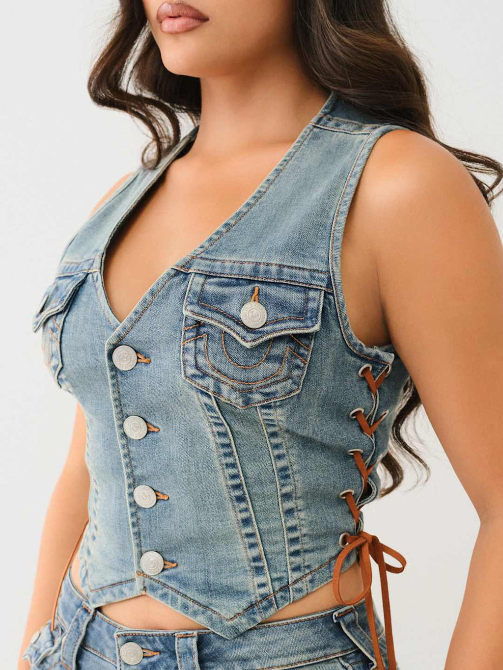 True Religion Lace Up Vest Ladies Penelope