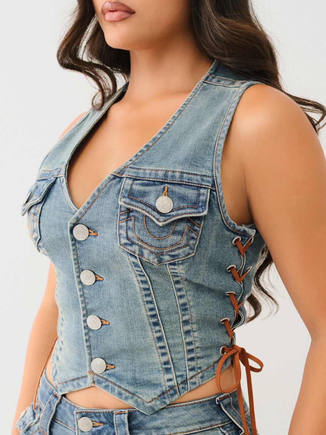 True Religion Lace Up Vest Ladies Penelope