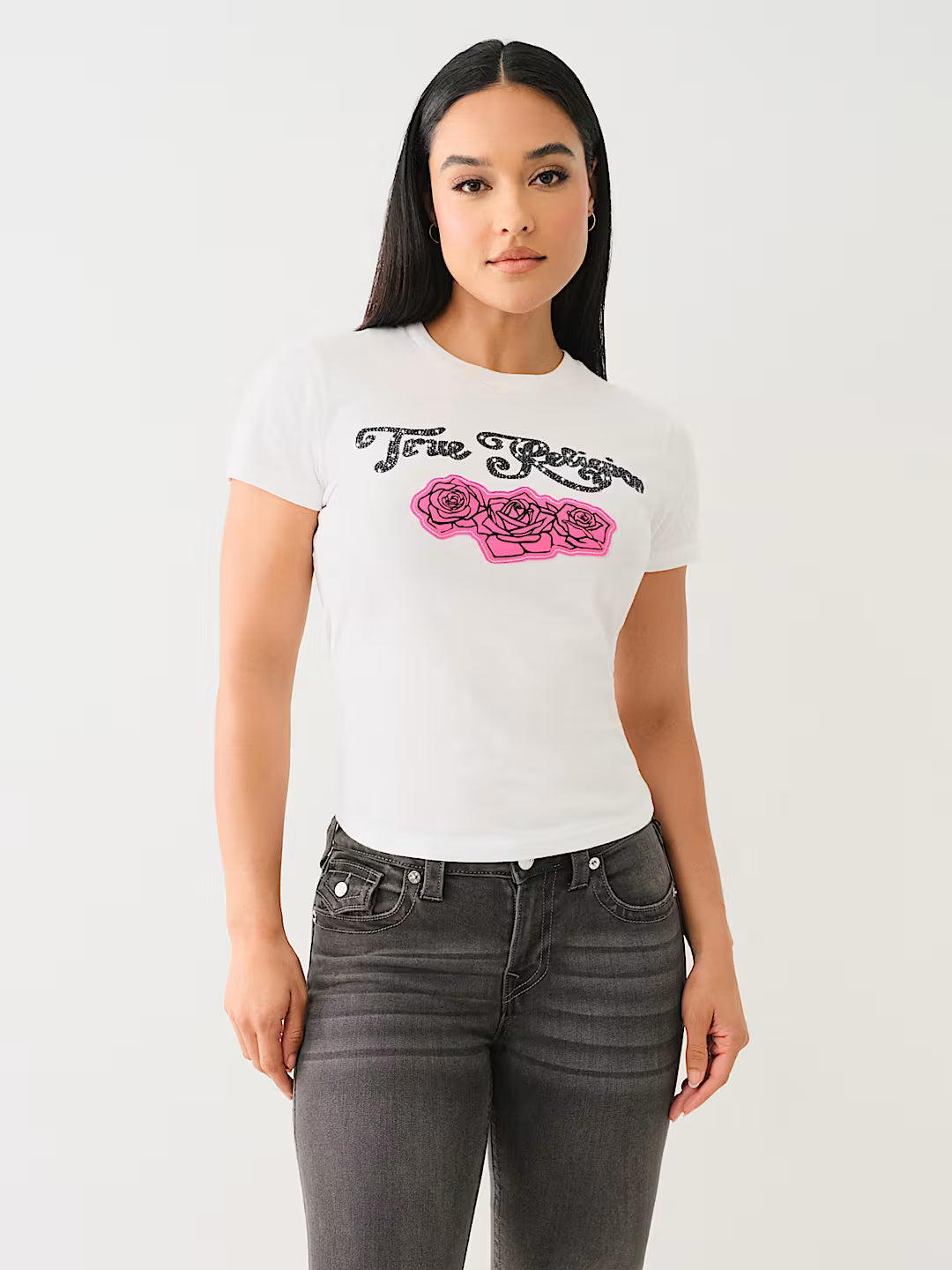 True Religion Crystal Rose T-Shirt Optic White