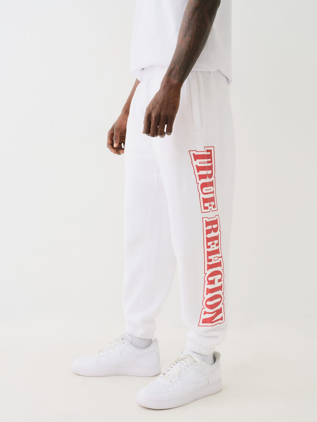 True Religion Raw Exaggerated Track Pants Icon Optic White
