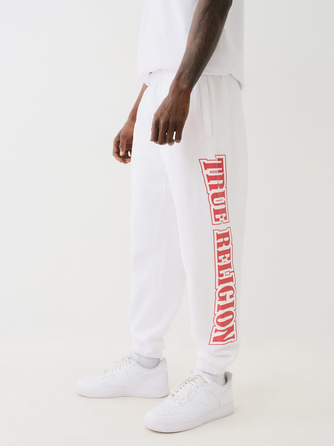 True Religion Raw Exaggerated Track Pants Icon Optic White