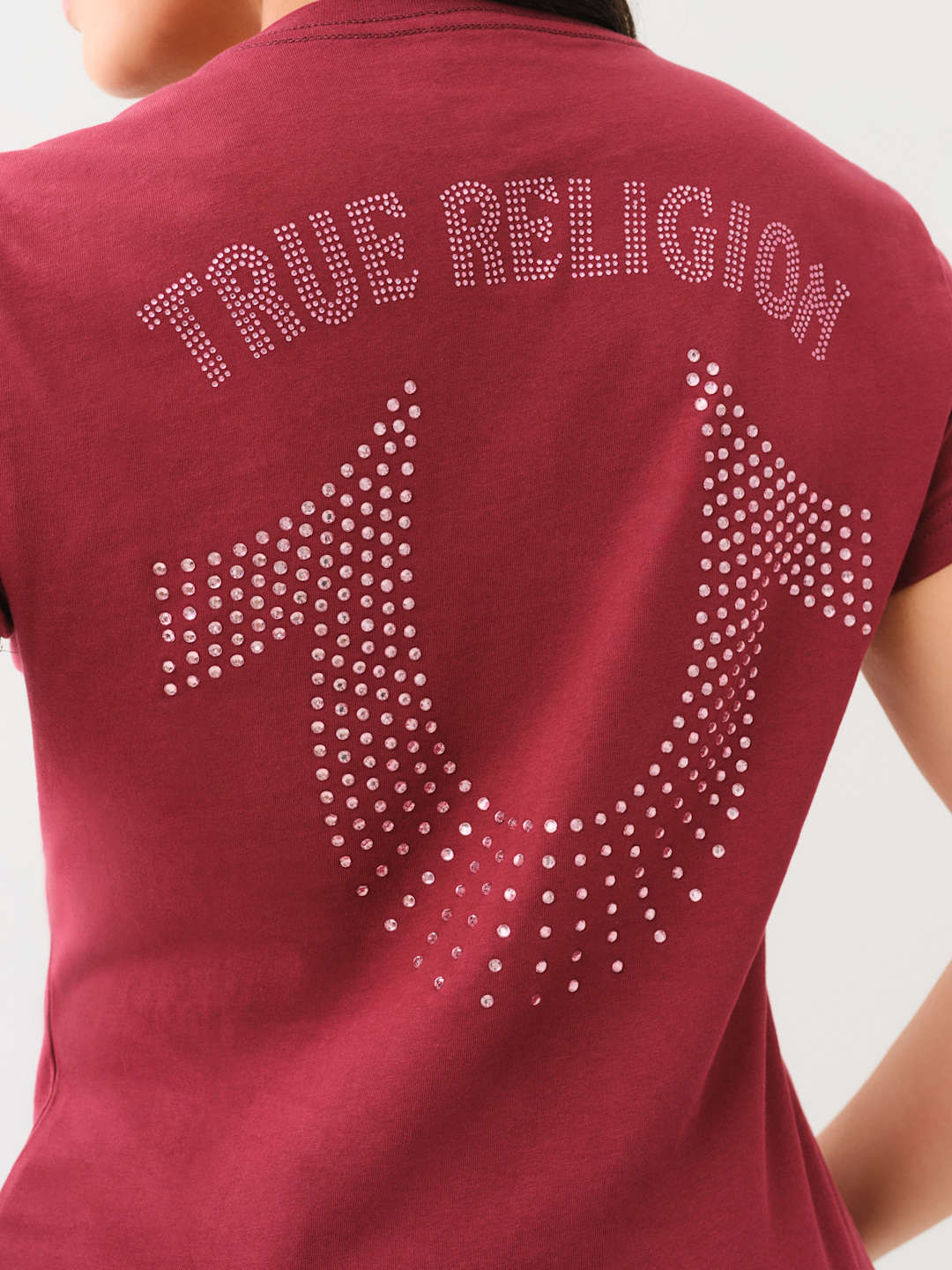 True Religion Crystal V-Neck T-Shirt Cordovan