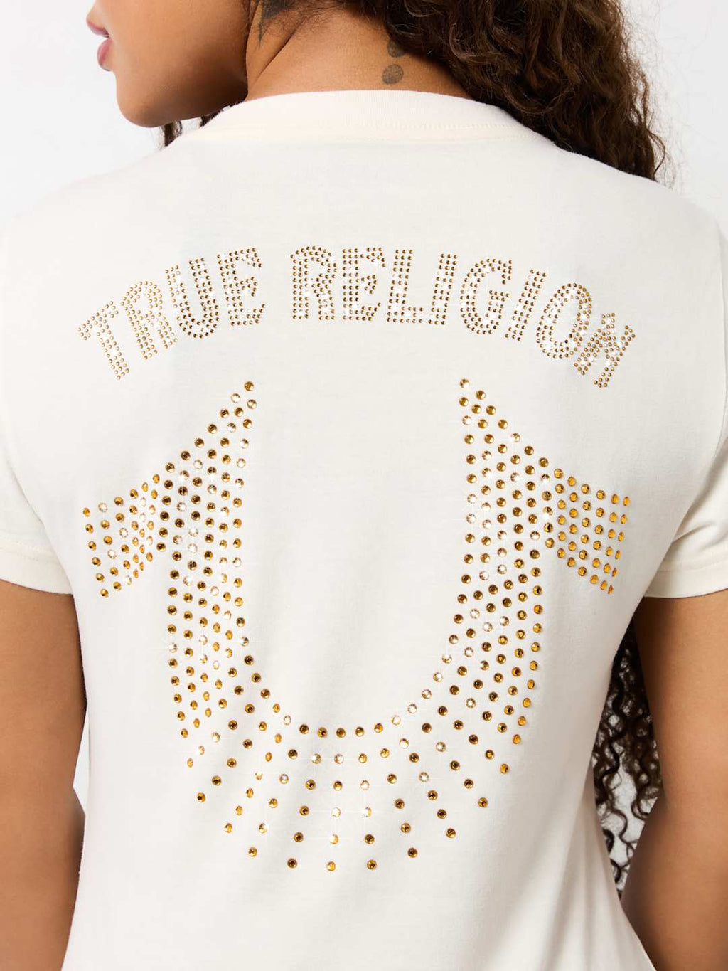 True Religion Crystal V-Neck T-Shirt Optic White