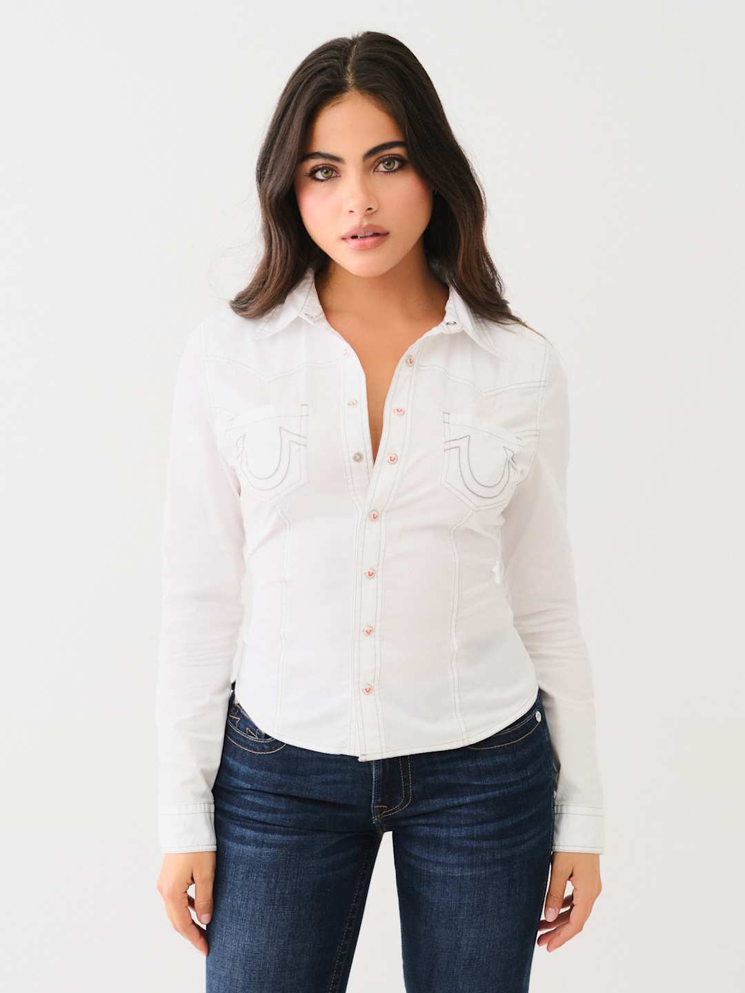 True Religion Contour Shirt Ladies Western Optic White