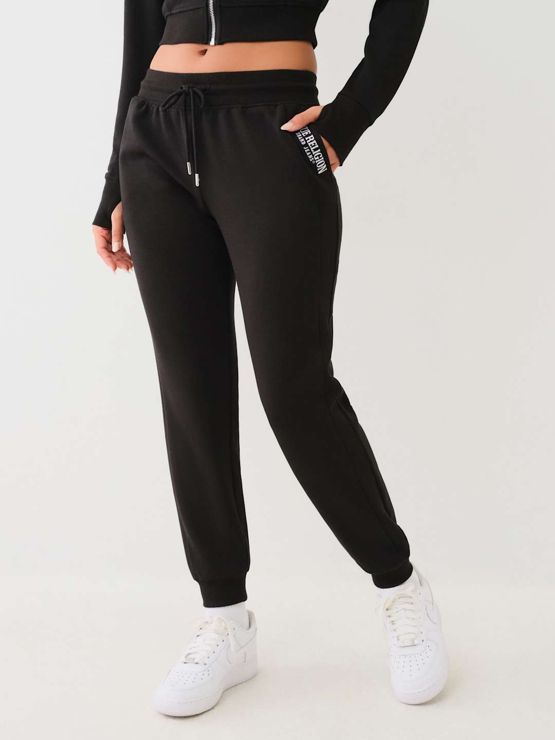 True Religion Branded Ladies Track Pants Jet Black